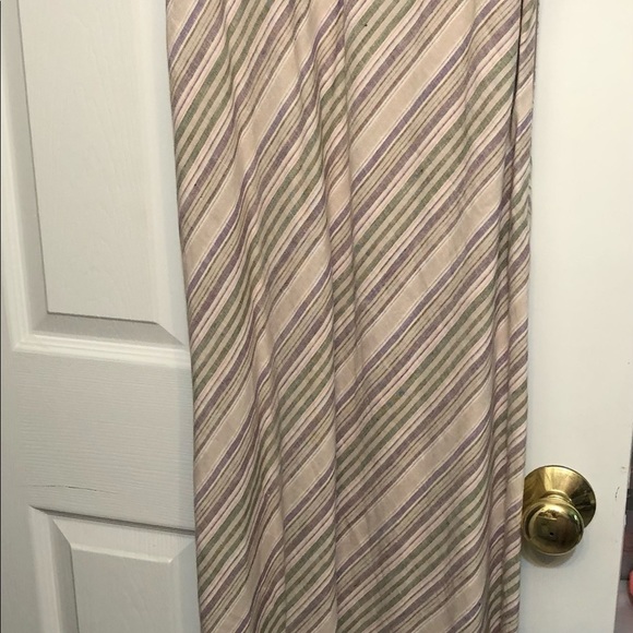 Kenar size 12 tan & ivory stripe 100% linen V neck maxi Bias cut - Picture 3 of 10